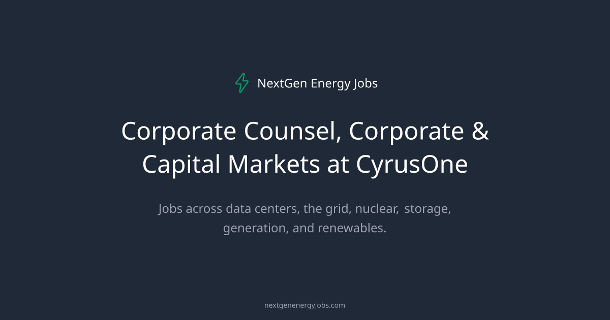 Corporate Counsel, Corporate & Capital Markets at CyrusOne