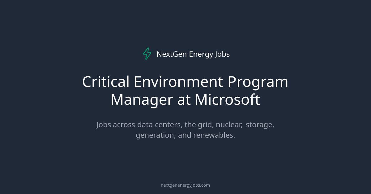 Critical Environment Program Manager at Microsoft