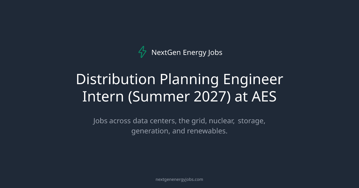 Distribution Planning Engineer Intern (Summer 2027) at AES