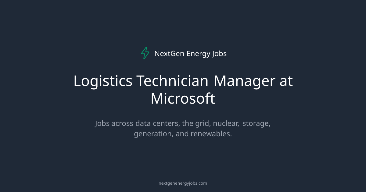Logistics Technician Manager at Microsoft