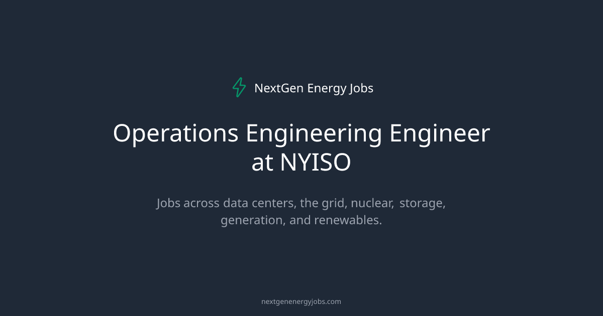 Operations Engineering Engineer at NYISO