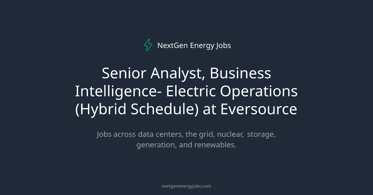 Senior Analyst, Business Intelligence- Electric Operations (Hybrid ...