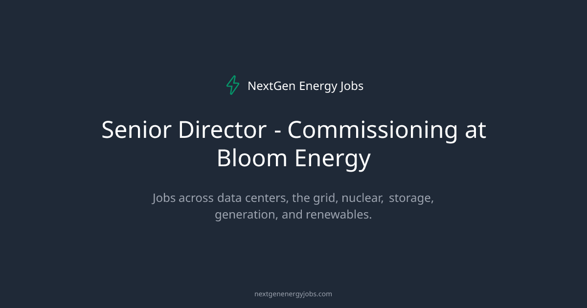 Senior Director - Commissioning at Bloom Energy