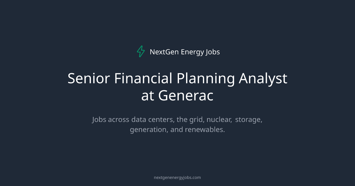 Senior Financial Planning Analyst at Generac
