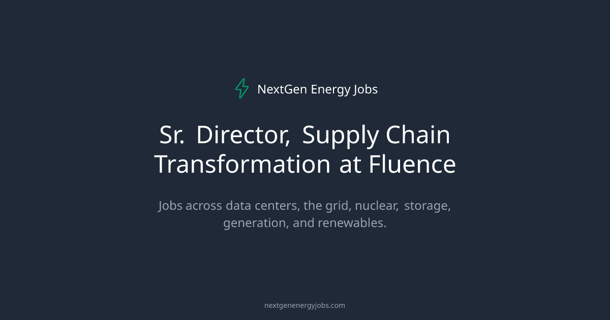 Sr. Director, Supply Chain Transformation at Fluence