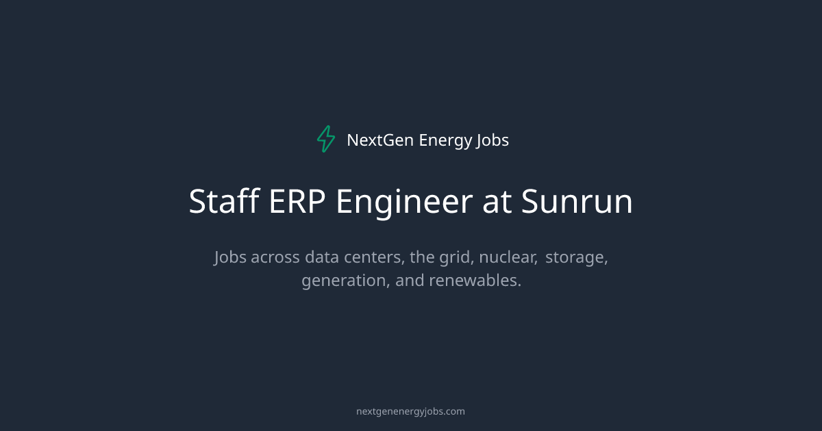 Staff ERP Engineer at Sunrun | Renewable Energy Jobs | Remote Energy ...