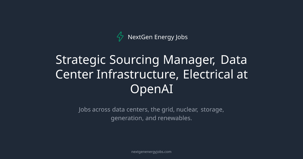 Strategic Sourcing Manager, Data Center Infrastructure, Electrical at ...