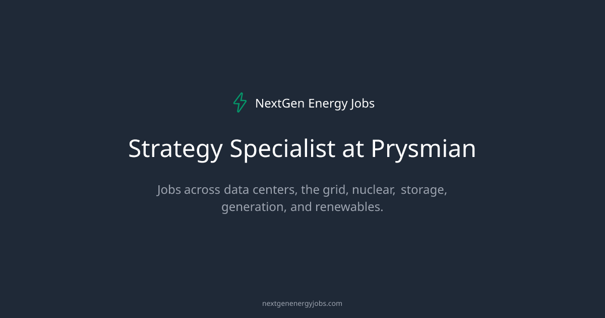 Strategy Specialist at Prysmian | NextGen Energy Jobs