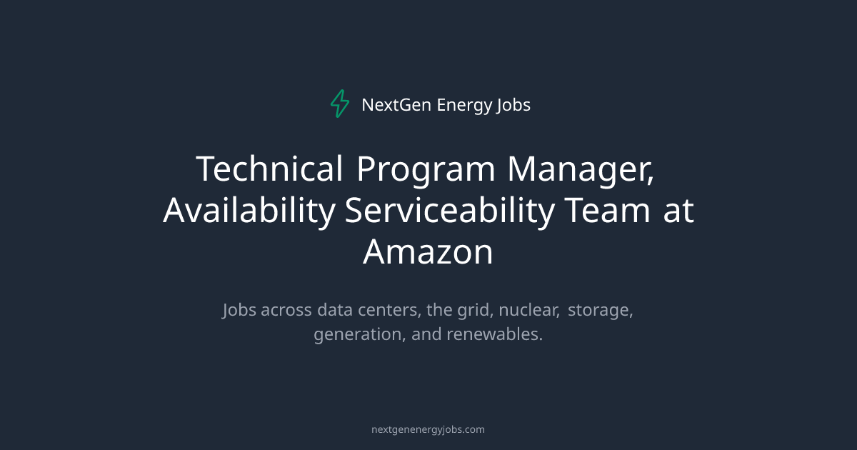 Technical Program Manager, Availability Serviceability Team at Amazon